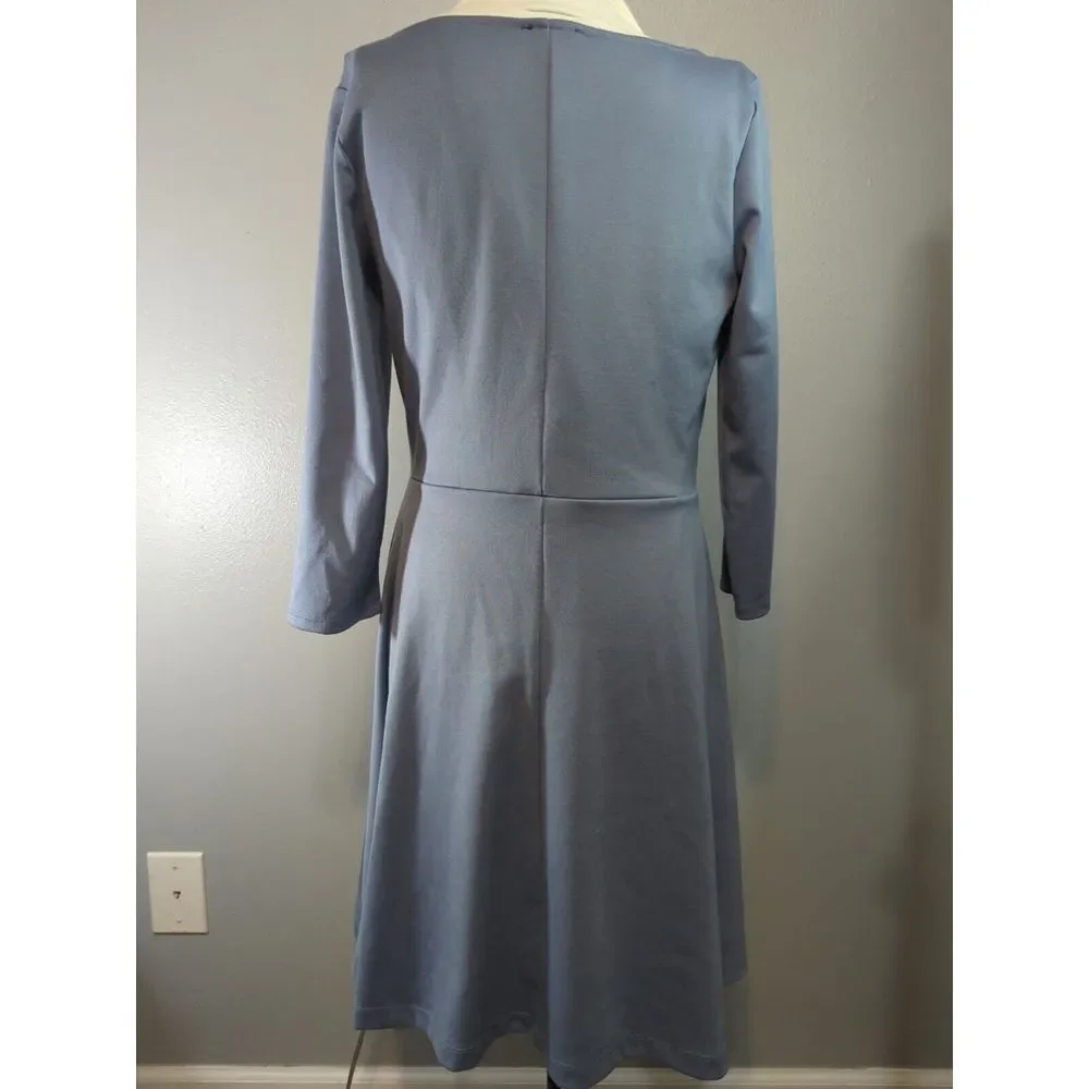 The Limited Cornflower Blue 3/4 Sleeve Skater Dress Size Medium 611‎